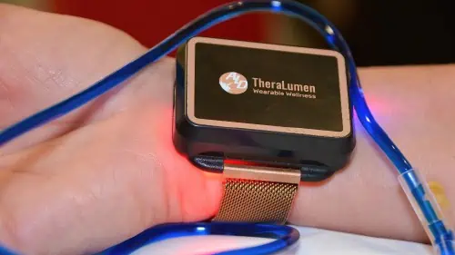 Patient receives intravenous Methylene Blue while wearing a light based therapy watch.