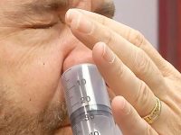 Patient self-administers ozone gas through nasal insufflation for relief from chronic sinus congestion and infection.