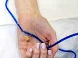 Patient receiving methylene blue via IV.